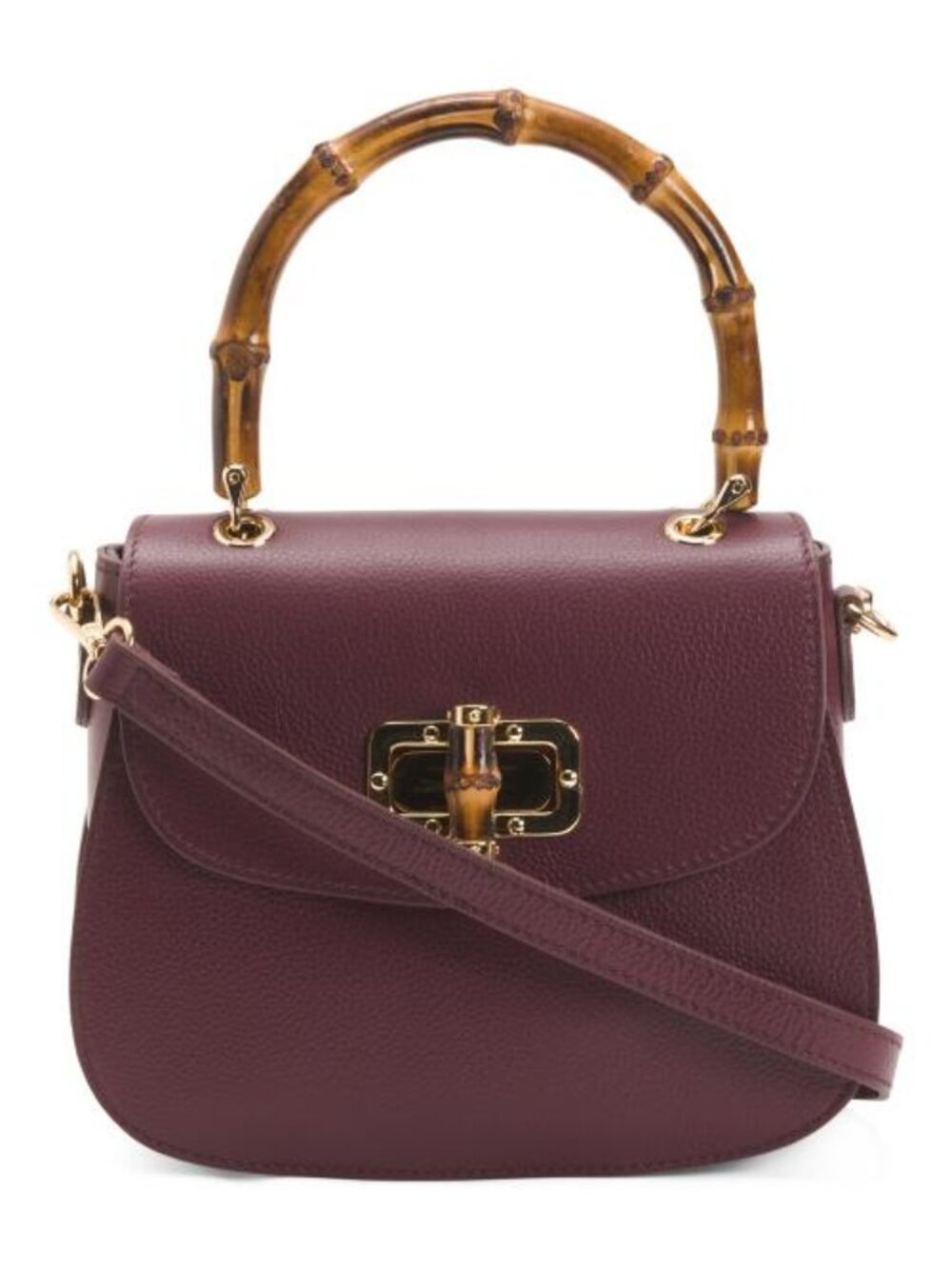 VIOLA CASTELLANI Made In Italy Leather Turn Lock Handbag